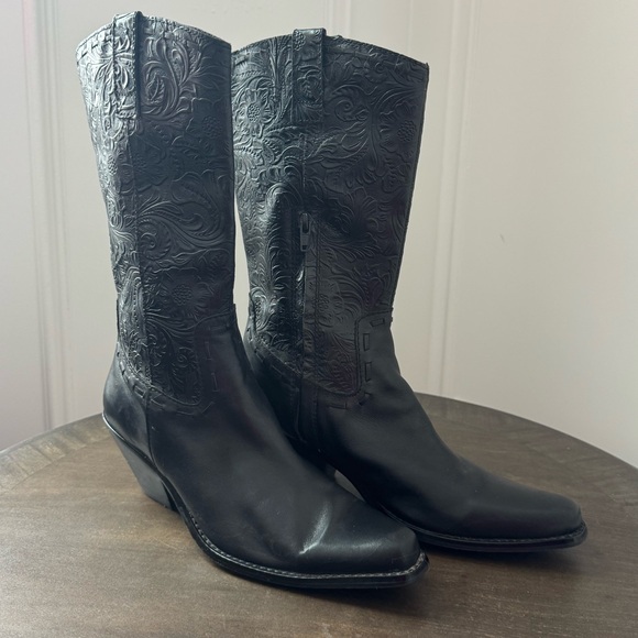 Coldwater Creek Vintage Western Cowboy Boots - Black Leather - Size 8 - EUC - Picture 4 of 10